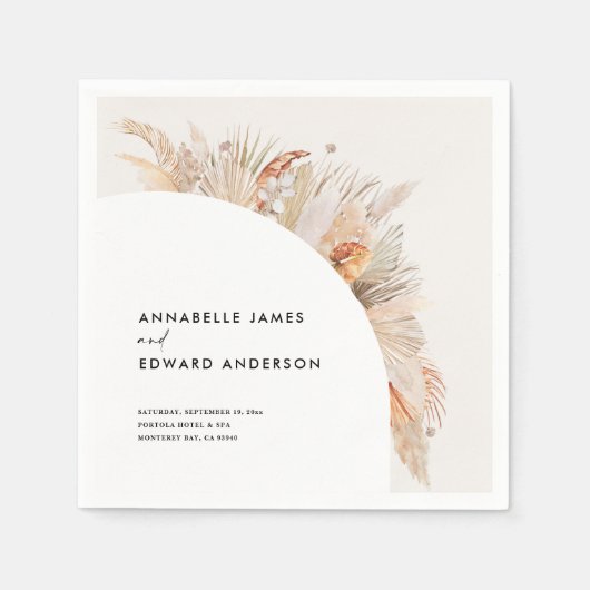 バジェットボヘミアンテラコッタパンパスグラス結婚ズ スタンダードカクテルナプキン (正面)