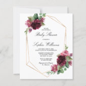 バジェットボヘミアンブルガンディベビーシャワー招待状 (正面)