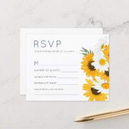 バジェットボヘミアンワイルドフラワーズサンフラワーウェディングRSVP