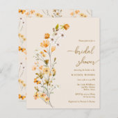 バジェットボヘミアンワイルドフラワーブライダルシャワー招待状 (正面/裏面)