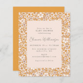 バジェットボホイエローフローラベビーシャワー招待状 (正面/裏面)