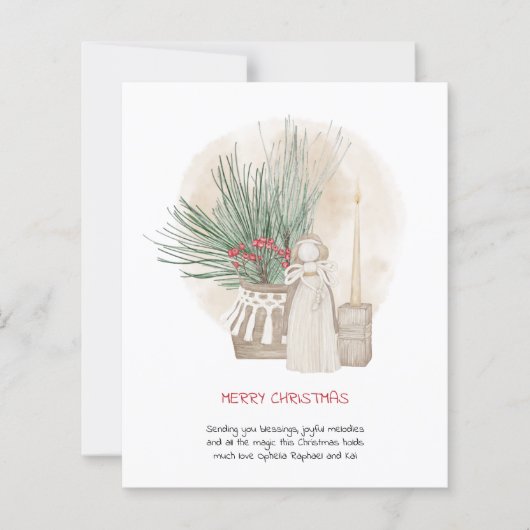 バジェットボホエンジェルグリーナリーホリデーカード (正面)