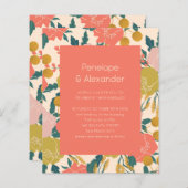 バジェットボホオレンジボタニカル結婚式招待状 (正面/裏面)