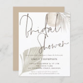 バジェットボホグラスベージュブライダルシャワー招待 (正面/裏面)