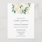 バジェットボホグリーンリーニュートラル結婚フラワーズ インビテーションポストカード (正面)