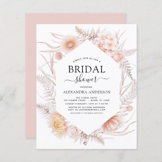 バジェットボホシックダスティピンクデザートブライダルシャワー (正面/裏面)