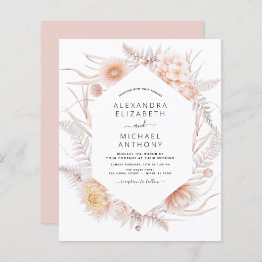 バジェットボホシックダスティピンク結婚デザート (正面/裏面)