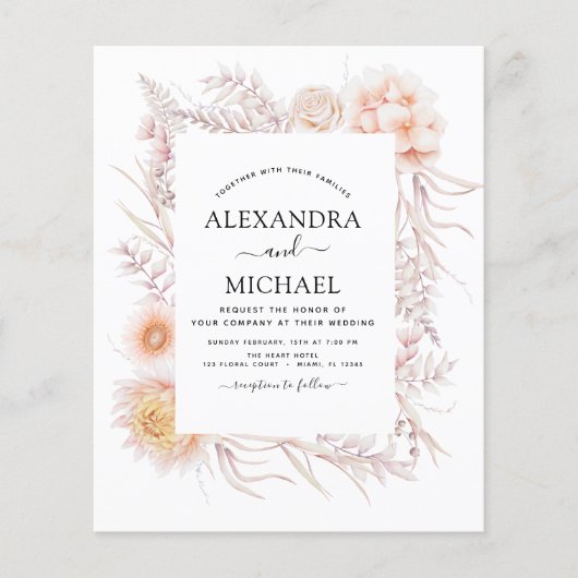 バジェットボホシックダスティピンク結婚デザート チラシ (正面)