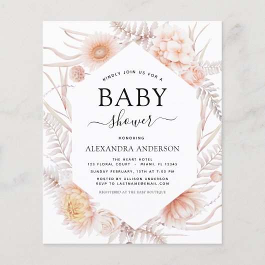 バジェットボホシック埃っぽいピンク砂漠の赤ちゃんシャワー (正面)