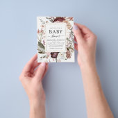 バジェットボホダスティピンクバーガンディ赤ちゃんシャワー チラシ (手)