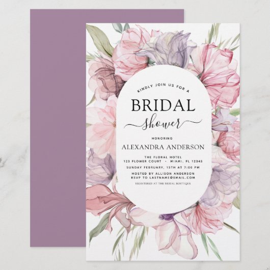 バジェットボホダスティピンクパープルブライダルシャワー (正面/裏面)