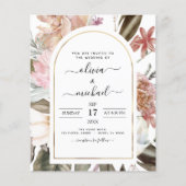 バジェットボホダスティピンクブルゴーニュ結婚式招待状 (正面)