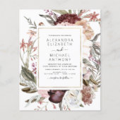 バジェットボホダスティピンクブルゴーニュ結婚式招待状 (正面)