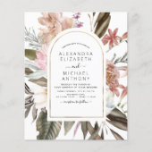 バジェットボホダスティピンクブルゴーニュ結婚式招待状 (正面)