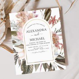 バジェットボホダスティピンクブルゴーニュ結婚式招待状