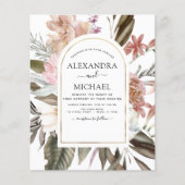 バジェットボホダスティピンクブルゴーニュ結婚式招待状 (正面)