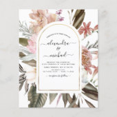 バジェットボホダスティピンクブルゴーニュ結婚式招待状 (正面)