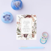 バジェットボホダスティピンクブルゴーニュ結婚式招待状 チラシ (シングル)