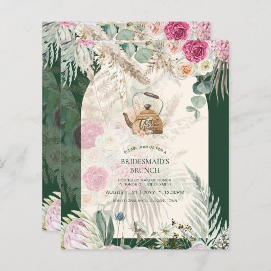 バジェットボホティーパンパスグラスパーティーブライダルシャワー (正面/裏面)