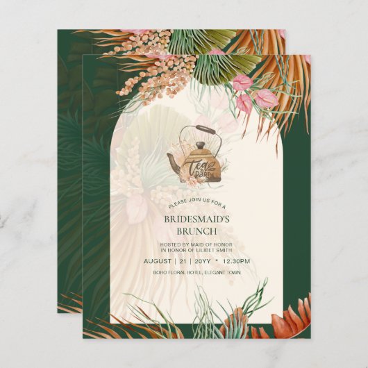 バジェットボホティーパンパスグラスパーティーブライダルシャワー (正面/裏面)