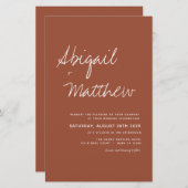 バジェットボホテラコッタシンプル結婚式招待状 (正面/裏面)