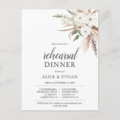 バジェットボホパンパグラスグリーナリーリハーサルディナー インビテーションポストカード (正面)