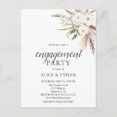バジェットボホパンパグラスグリーナリー婚約パーティ インビテーションポストカード (正面)