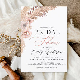 バジェットボホパンパスグラスブライダルシャワー招待 チラシ