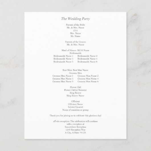 バジェットボホパンパスグラス&ベージュ結婚の式 (裏面)