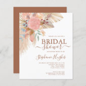バジェットボホパンパスブライダル素朴シャワーへの招待 (正面/裏面)