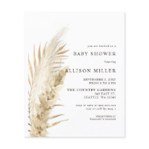 バジェットボホパンパスベビーシャワー招待状