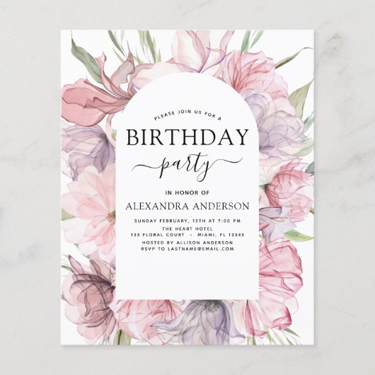 バジェットボホパープルアニー誕生日フローラ チラシ (正面)