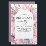 バジェットボホパープルニーエイジ誕生日フローラ<br><div class="desc">バジェットBoho Dusty PurpleとBurgundyフローラ植物緑の水色春または夏Any Age Birthday Partyお祝い招待状 – 特別な13日、15日、16日のためのモダン植物花と緑と美しくスクリプトのタイポグラフィを含む。21日、30日、40日、50日、60日、70日、80日、90日、100日バースデーパーティー。</div>