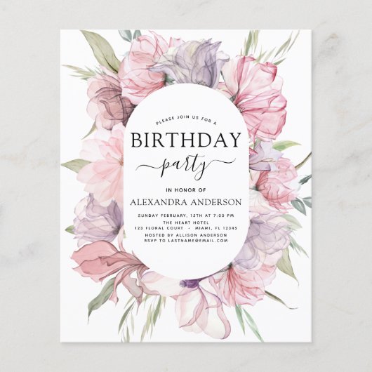 バジェットボホパープルニーエイジ誕生日フローラ チラシ (正面)