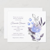 バジェットボホパープルフローラブライダルシャワー招待 (正面/裏面)