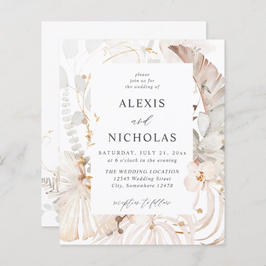 バジェットボホビーチトロピカルベージュ結婚フローラ (正面/裏面)