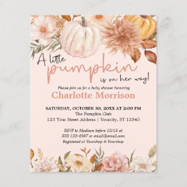 バジェットボホピンクパンプキンガールベビーシャワー招待状