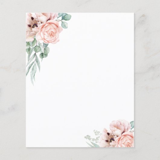 バジェットボホピンクフローラブライダルシャワー招待 (裏面)