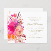 バジェットボホピンクフローラブライダルシャワー招待 (正面/裏面)