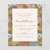 バジェットボホフローライエローベビーシャワー招待状 (正面)