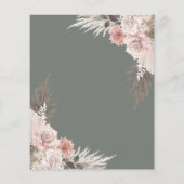 バジェットボホフローラセージグリーン結婚式招待状 (裏面)