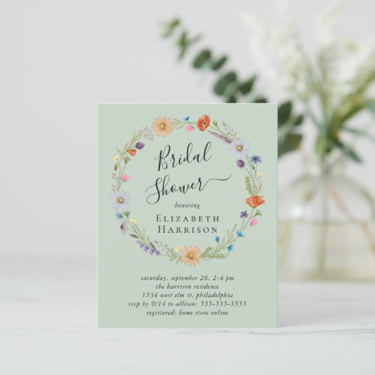 バジェットボホフローラセージブライダルシャワー招待 (スタンド正面)