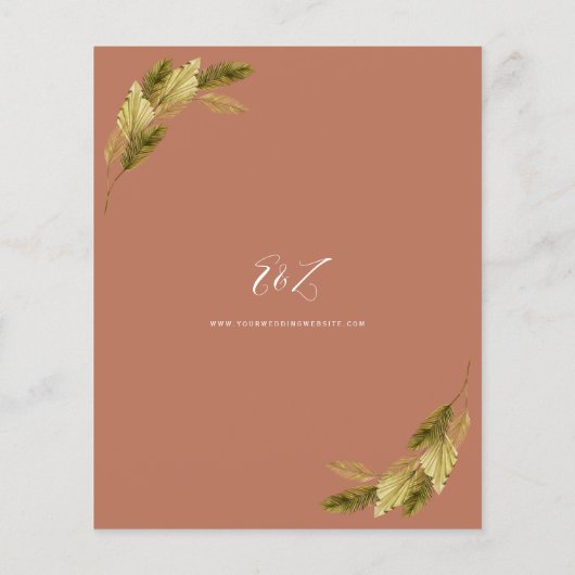 バジェットボホフローラテラコッタ結婚式招待状 (裏面)