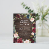 バジェットボホフローラブルゴーニュ海軍ブライダルシャワーInv インビテーションポストカード (スタンド正面)