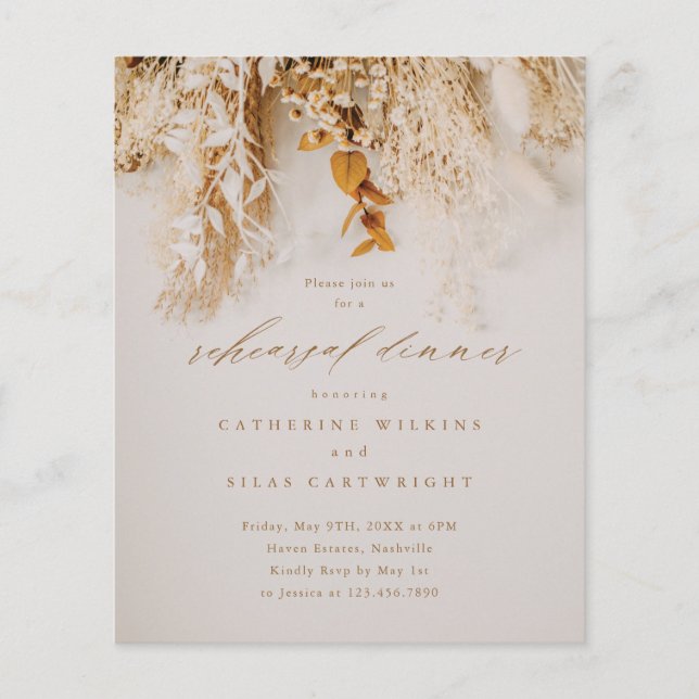 バジェットボホフローラリハーサルディナー招待状 (正面)