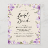 バジェットボホフローラ薄紫ブライダルブランチ招待状 (正面)