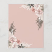 バジェットボホフローラ赤面ピンク結婚式招待状 (裏面)