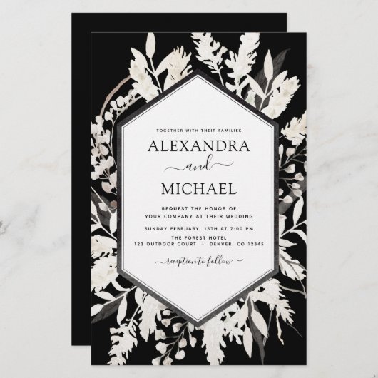 バジェットボホブラックベージュボタニカル結婚ズ (正面/裏面)