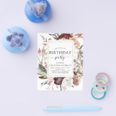 バジェットボホブルゴーニュアニー誕生日招待状 チラシ (シングル)