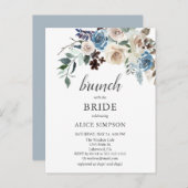 バジェットボホブルーベージュフラワーブランチブライダルシャワー インビテーションポストカード (正面/裏面)